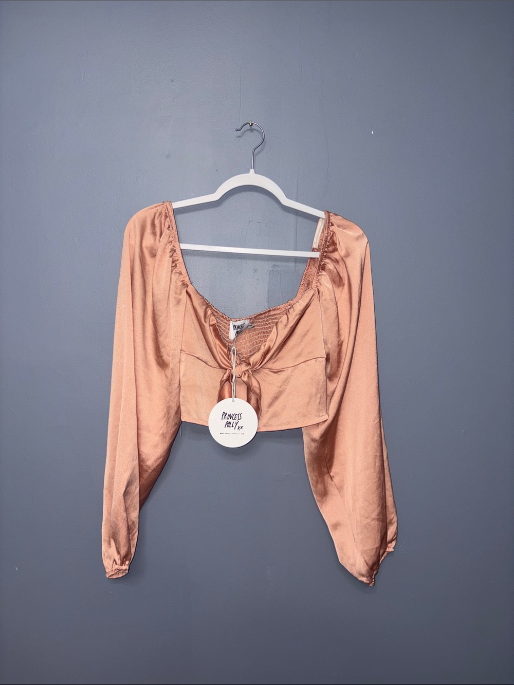 Princess Polly • Pink Tie Front Crop Blouse (NWT)